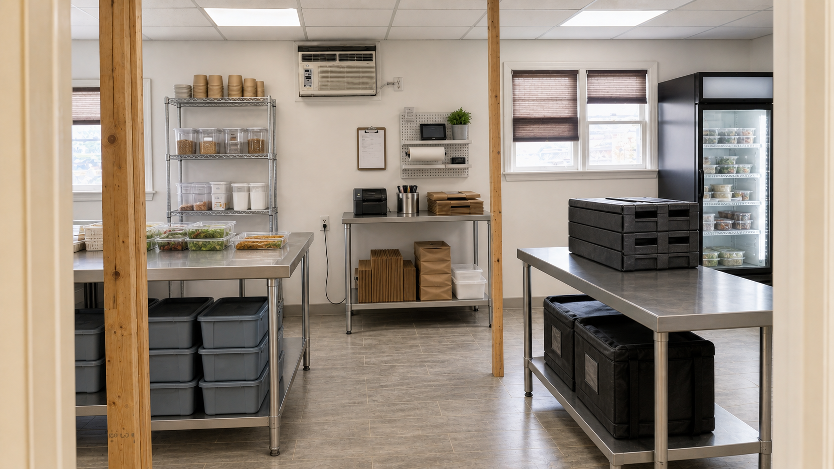 Illustrative meal-prep food production concept based on spaces at 4235 Edgmont Avenue